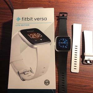 New in open box FitBit Versa Lite with extra bands